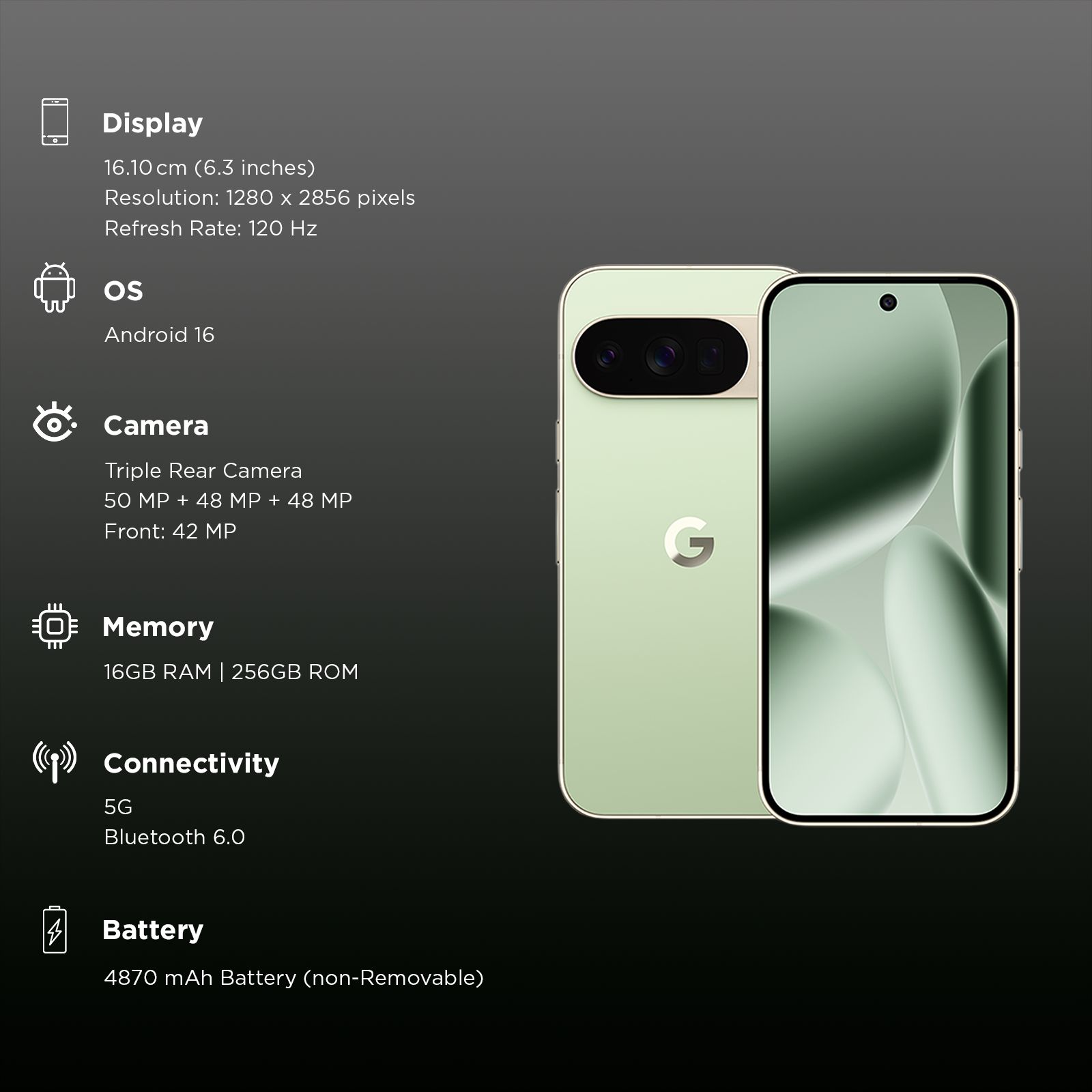 Buy Google Pixel 10 Pro 5G (16GB RAM, 256GB, Jade) Online - Croma